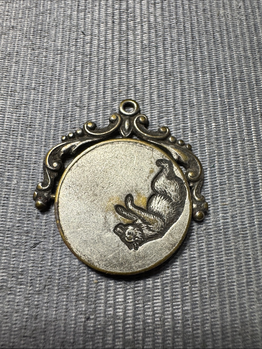 Source Unknown Two-Tone Bear Pendant in Silver and Bronze. 1950 Expo